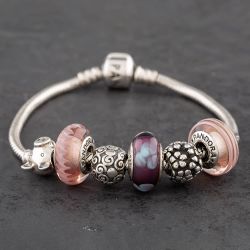Second Hand Pandora Sterling Silver 6 Assorted Charms & 7 Inch Charm Bracelet 41221043