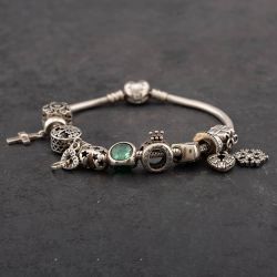 Second Hand Pandora Silver Multi Stone 19cm Charm Bracelet 41221064