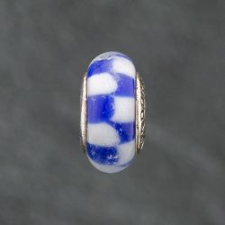 Second Hand Pandora Silver Blue & White Glass Bead Charm 41221173