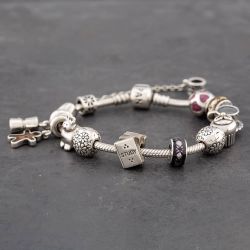 Second Hand Pandora Silver 7 Inch Charm Bracelet 41221316