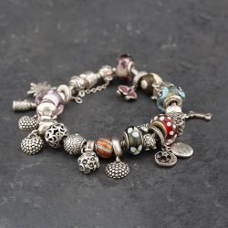 Second Hand Pandora Silver 22 Assorted Charms 21cm Charm Bracelet 41221369