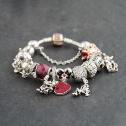 Second Hand Pandora Silver Multi Stone Pandora Assorted Disney 6.5 Inch Charm Bracelet 41221379
