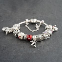 Second Hand Pandora Silver Multi Stone Pandora 16 Assorted Disney Medium Charm Bangle 41221388