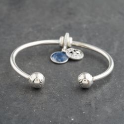 Second Hand Pandora Silver Cubic Zirconia Pandora Moon And Stars Small Torque Charm Bangle 41221398