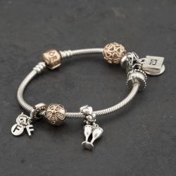 Second Hand Pandora Silver Pandora 7 Assorted Charms And 6.5 Inch Charm Bracelet 41221425