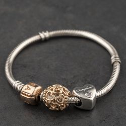 Second Hand Pandora Silver Childs Two Piece Set 6.5 Inch Charm Bracelet 41221437
