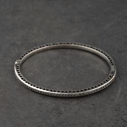 Second Hand Pandora Silver Cubic Zirconia Hinged Bangle 41221443