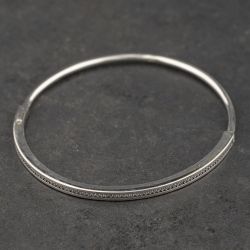 Second Hand Pandora Silver Cubic Zirconia Hinged Bangle 41221446