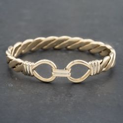 Second Hand 9ct Yellow Gold Hook Over Loop Heavy Twisted Standard Torque Bangle 41240004