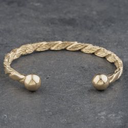 Second Hand 9ct Yellow Gold Half Engraved Standard Torque Bangle 41240007