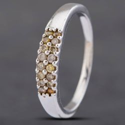 Second Hand Sterling Silver Brilliant Cut Diamond Two Row Ring 412500859