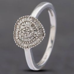 Second Hand Sterling Silver Diamond Heart Cluster Ring 412501162