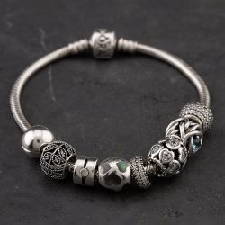 Second Hand Pandora Silver 8 Assorted Charms & 19cm Snake Charm Bracelet 41251292