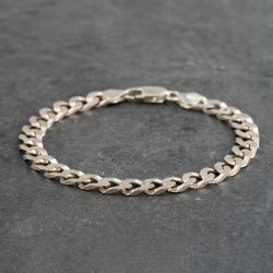 Second Hand Silver 8.5 Inch Curb Chain Bracelet 41251440