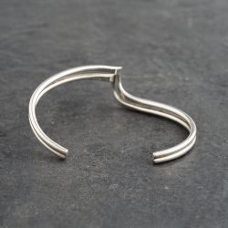 Second Hand Silver Double Wave Standard Cuff Bangle 41251458