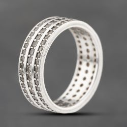 Second Hand Silver Cubic Zirconia Three Row Ring 41251566