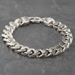 Second Hand Silver Heavy 9 Inch Curb Chain Bracelet 41251597