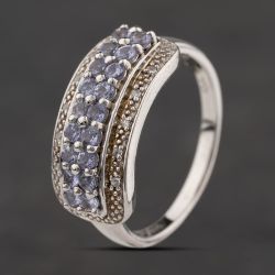 Second Hand Sterling Silver Tanzanite & White Zircon Band Ring 41251664