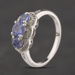Second Hand Sterling Silver Tanzanite & White Topaz Dress Ring 41251670