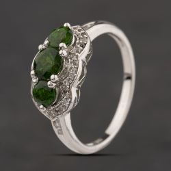 Second Hand Sterling Silver Diopside & White Topaz Dress Ring 41251671