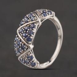 Second Hand Sterling Silver Blue Cubic Zirconia Band Ring 41251687