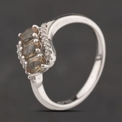 Second Hand Sterling Silver Brown & White Cubic Zirconia Dress Ring 41251697