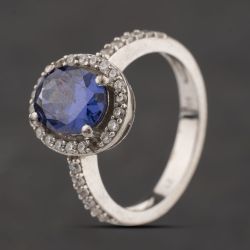 Second Hand Silver Purple And White Cubic Zirconia Cubic Zirconia Oval Cluster Ring 41251700