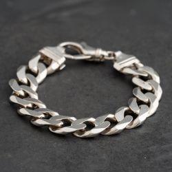 Second Hand Silver Heavy 8.5 Inch Curb Chain Bracelet 41251712