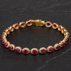 Second Hand 18ct Yellow Gold 7 Inch Ruby Bracelet 4128023
