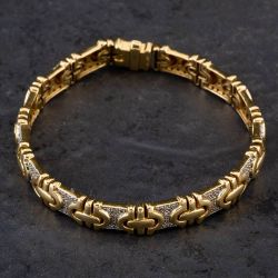 Second Hand 18ct Yellow Gold Diamond 7 Inch Bracelet 4128078