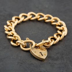 Second Hand Vintage 9ct Rose Gold Heavy 7 Inch Curb Chain Bracelet 41281069