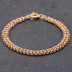 Second Hand 9ct Rose Gold Flexible 7 Inch Bar Chain Bracelet 41281273