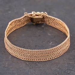 Second Hand 9ct Rose Gold Four Row 7 Inch Curb Chain Bracelet 41281274