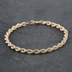 Second Hand 9ct Yellow Gold 7.5 Inch Rope Chain Bracelet 41281418