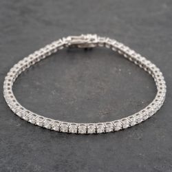 Second Hand 9ct White Gold Cubic Zirconia 7.5 Inch Tennis Bracelet 41281474