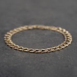 Second Hand 9ct Yellow Gold 8.5Inch Curb Chain Bracelet 41081497