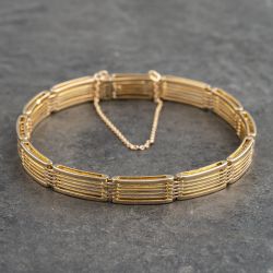 Second Hand 9ct Yellow Gold Flexible Bar Section 7.5 Inch Bracelet 41281505
