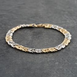 Second Hand 14ct Two Colour Gold 8 Inch Byzantine Chain Bracelet 41281508