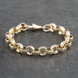 Second Hand 9ct Yellow Gold Patterned 7.5 Inch Belcher Chain Bracelet 41281509
