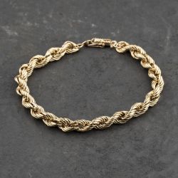 Second Hand 9ct Yellow Gold 8 Inch Rope Chain Bracelet 41281527