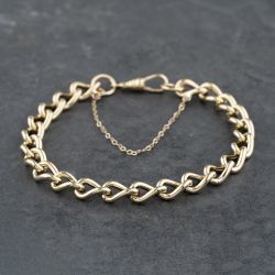 Second Hand Vintage 9ct Yellow Gold 7.5 Inch Curb Chain Bracelet 41281565