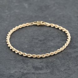 Second Hand 9ct Yellow Gold 7 Inch Rope Chain Bracelet 41281567