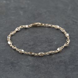 Second Hand 9ct Two Colour Gold Fancy 7.5 Inch Chain Bracelet 41281574