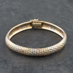 Second Hand 9ct Three Colour Gold Flexible 7.25 Inch Bracelet 41281595