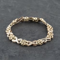 Second Hand 9ct Three Colour Gold Fancy 7.5 Inch Bracelet 41281596