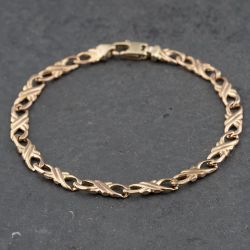 Second Hand 9ct Yellow Gold Crossover 7.5 Inch Curb Chain Bracelet 41281600