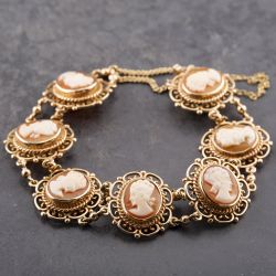 Second Hand 9ct Rose Gold 7 Inch Cameo Bracelet 41281610