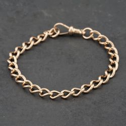 Second Hand 9ct Rose Gold 8 Inch Curb Chain Bracelet 41281624