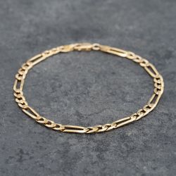 Second Hand 9ct Yellow Gold 8.5 Inch Figaro Chain Bracelet 41281626