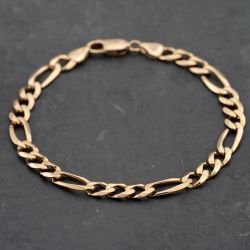 Second Hand 9ct Yellow Gold 7.5 Inch Figaro Chain Bracelet 41281628